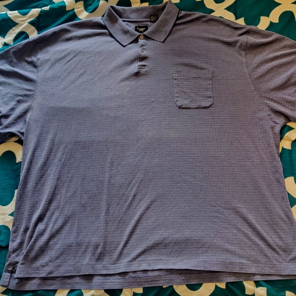 4x grayish purple Haggar Mini Box Print Polo Shirt